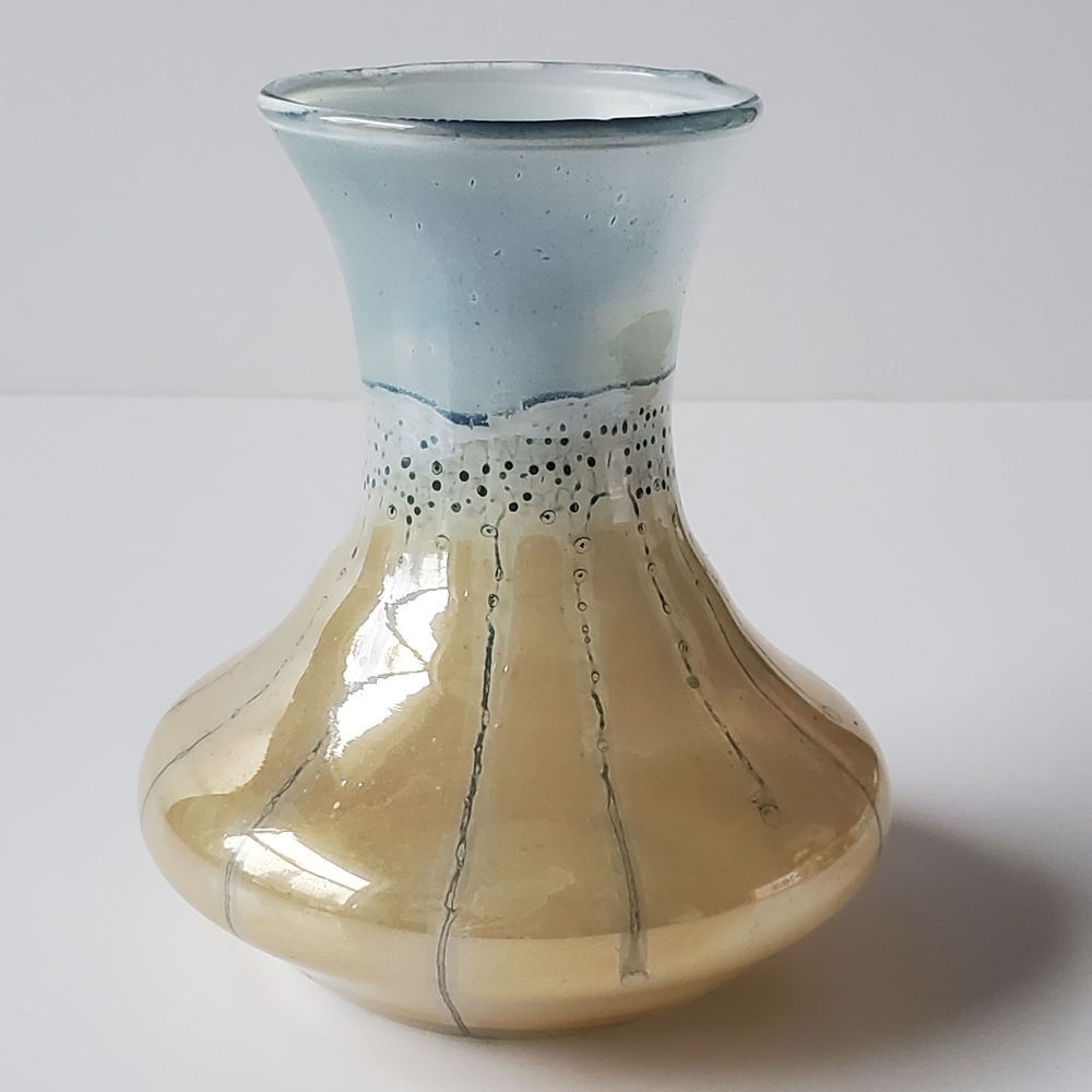 Simron Israeli Handpainted Glass Vase Hand Painted in Israel Vintage EUC